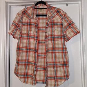 Plaid western style short sleeve button down